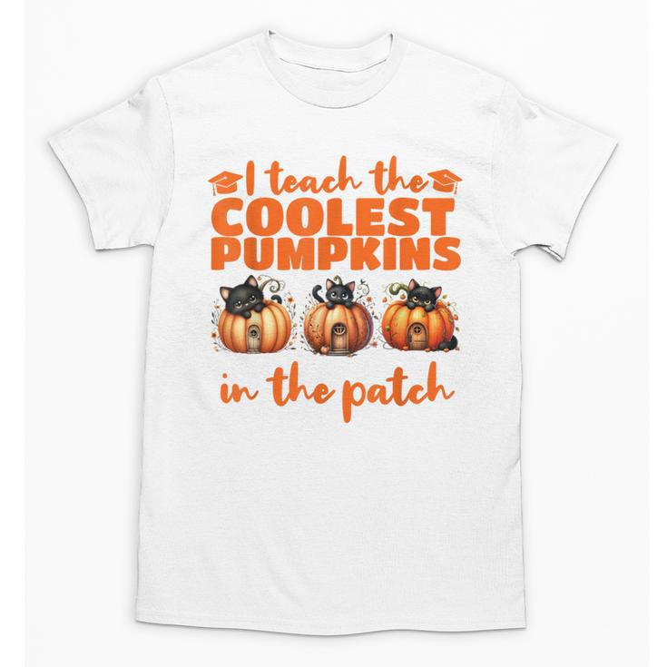 I Teach The Cutest Pumpkins Halloween Teacher Cat Lover Unisex T-Shirt