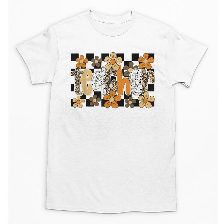 Teacher Appreciation Boho Floral Leopard Checkered Unisex T-Shirt