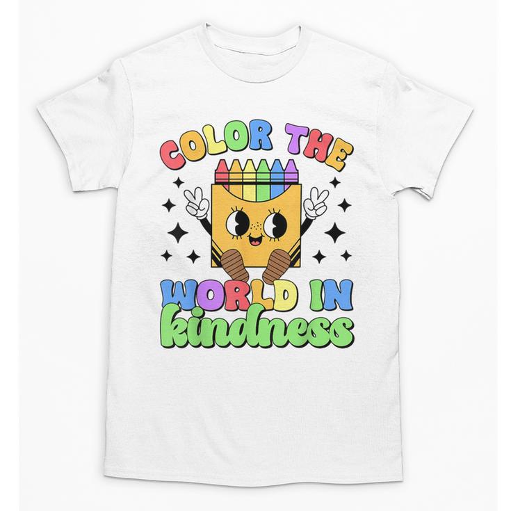 Teacher Back To School Color In Kindness Crayon Pencil Unisex T-Shirt