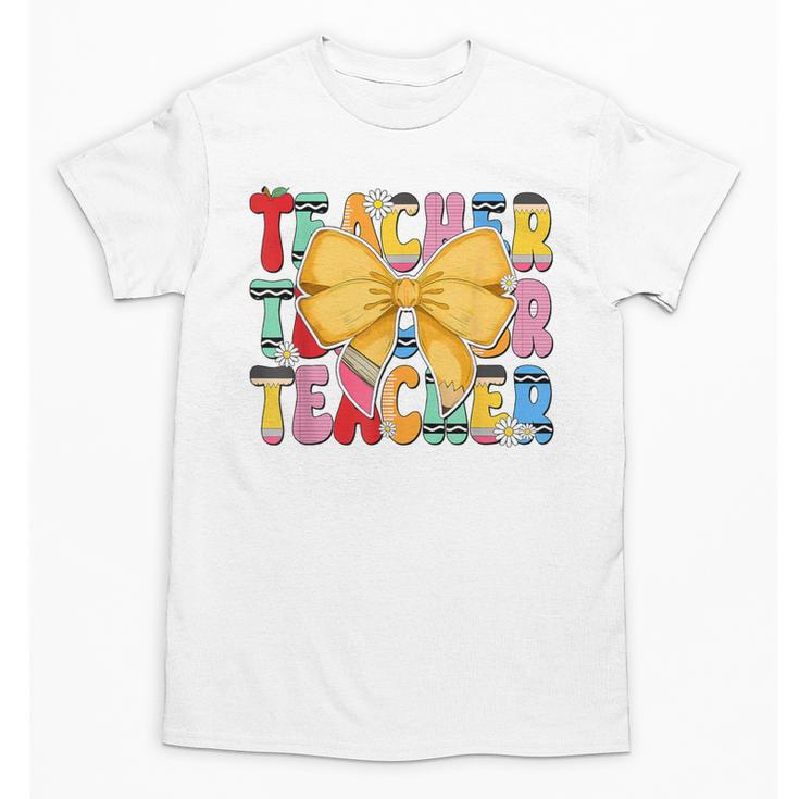 Teacher Pencil Coquette Bow Back To School Teacher Unisex T-Shirt