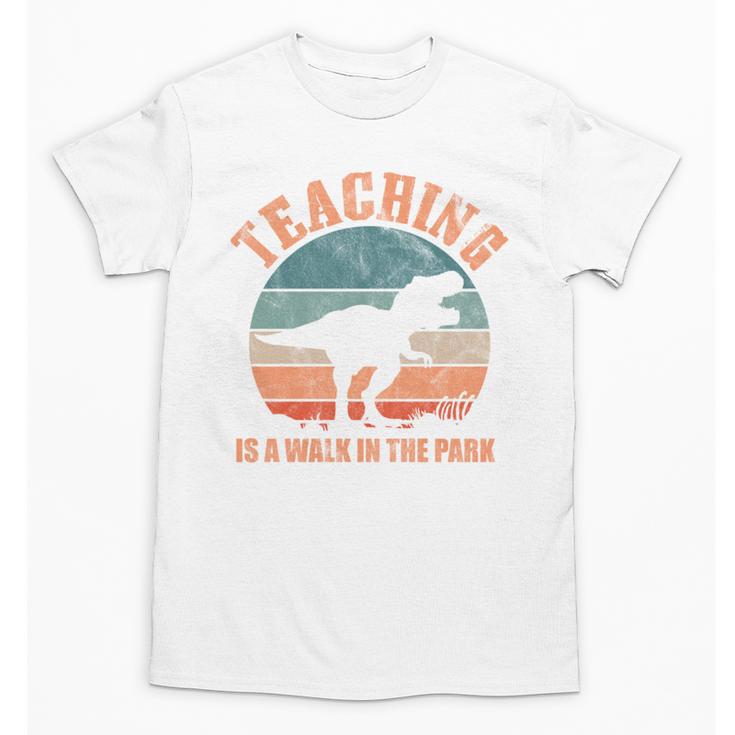 Teaching Is A Walk In The Park Teacher T-Rex Retro Unisex T-Shirt
