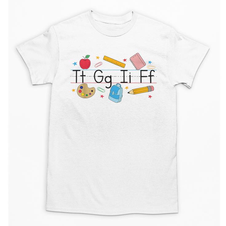TGIF Teacher Alphabet Kindergarten Teacher Appreciation Unisex T-Shirt