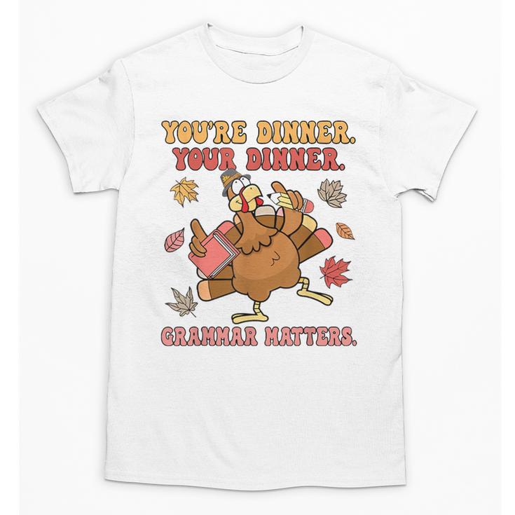 Thanksgiving Grammar Thankful English Teacher Fall Turkey Unisex T-Shirt