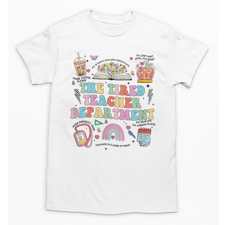 The Tired Teachers Department Retro Groovy Back To School Unisex T-Shirt