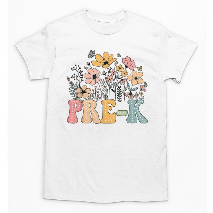 Wildflower Pre-K Preschool Team Floral Teacher Girls Unisex T-Shirt
