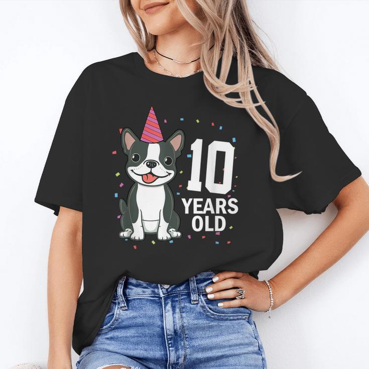 10 Years Old Birthday Boston Terrier Dog Lover 10th Party For Men Women Kids Unisex T-Shirt, funny gift