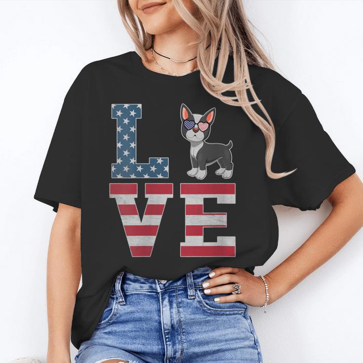 4th Of July Decor Patriotic LOVE Boston Terrier USA Flag Unisex T-Shirt, Patriotic Boston Terrier Shirts, Boston Terrier 4th Of July Shirts, funny gift