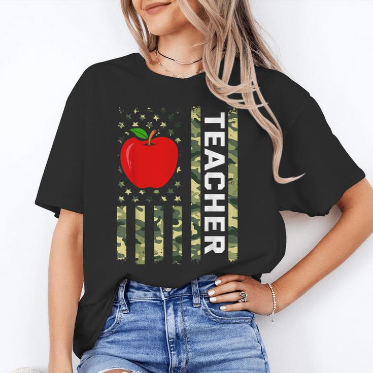 American Flag Camouflage Teacher Patriotic 4th Of July Unisex T-Shirt, funny gift