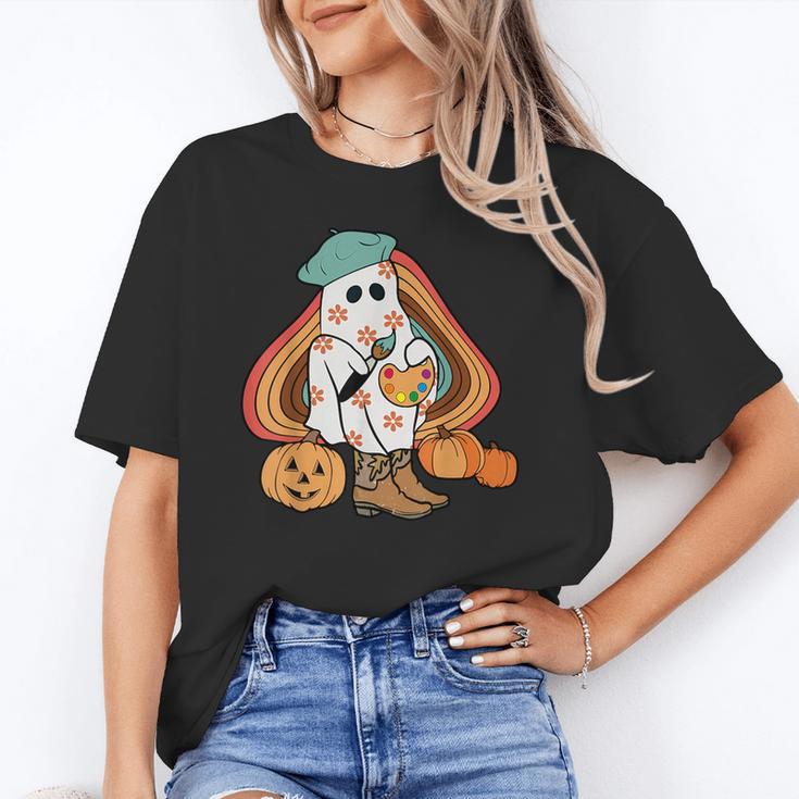 Art Teacher Painting Brushes Retro Pumpkin Ghost Artist Unisex T-Shirt, funny gift Art Teacher Painting Brushes Retro Pumpkin Ghost Artist Unisex T-Shirt, funny gift