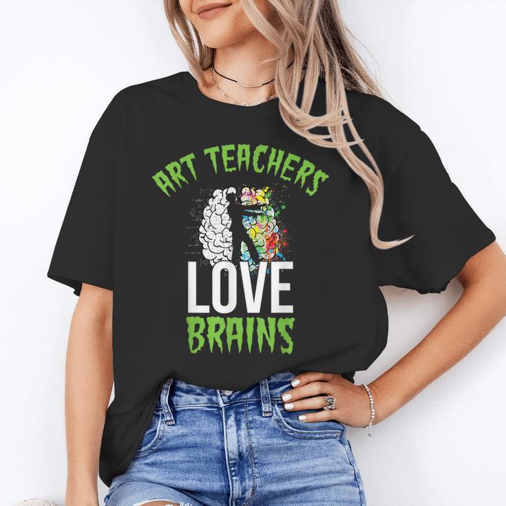Art Teachers Love Brains Shirt Halloween Zombie Teaching Tee Men Women Kids Unisex T-Shirt, funny gift