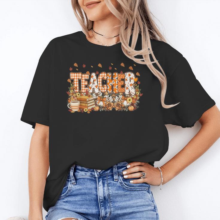 Autumn Pumpkin Thanksgiving Coffee Floral Teacher Fall Unisex T-Shirt, funny gift