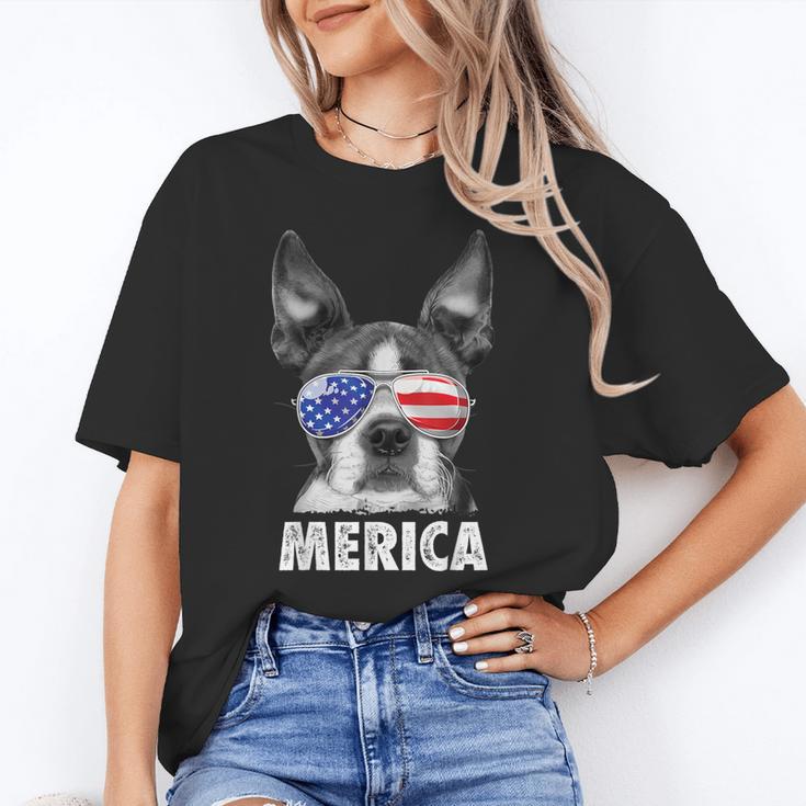 Boston Terrier 4th Of July Merica Men Women USA Flag Vintage Unisex T-Shirt, Boston Terrier 4th Of July Shirts, funny gift