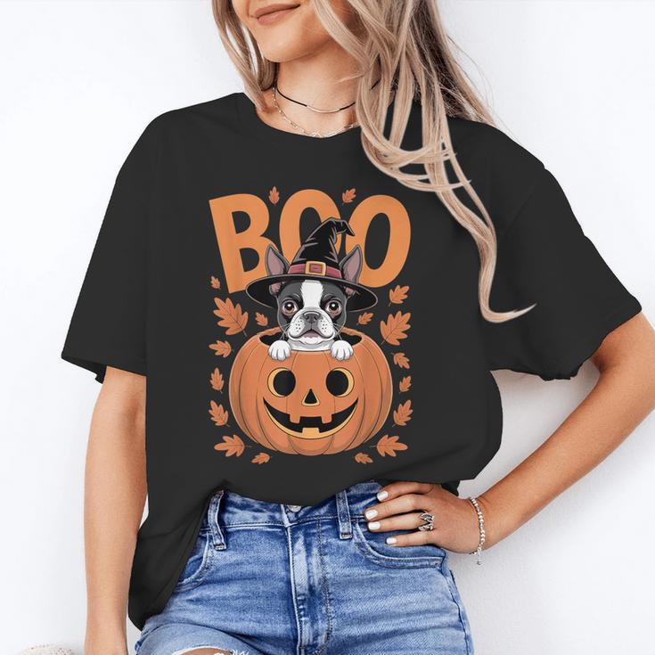 Boston Terrier Costume On Pumpkin Halloween Boston Terrier Unisex T-Shirt, Boston Terrier Halloween Shirts, funny gift