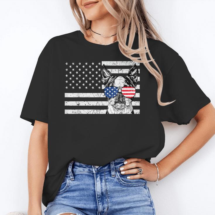 Boston Terrier Dog 4th Of July US American Flag Patriotic Unisex T-Shirt, Patriotic Boston Terrier Shirts, American Boston Terrier Shirts, Boston Terrier 4th Of July Shirts, funny gift