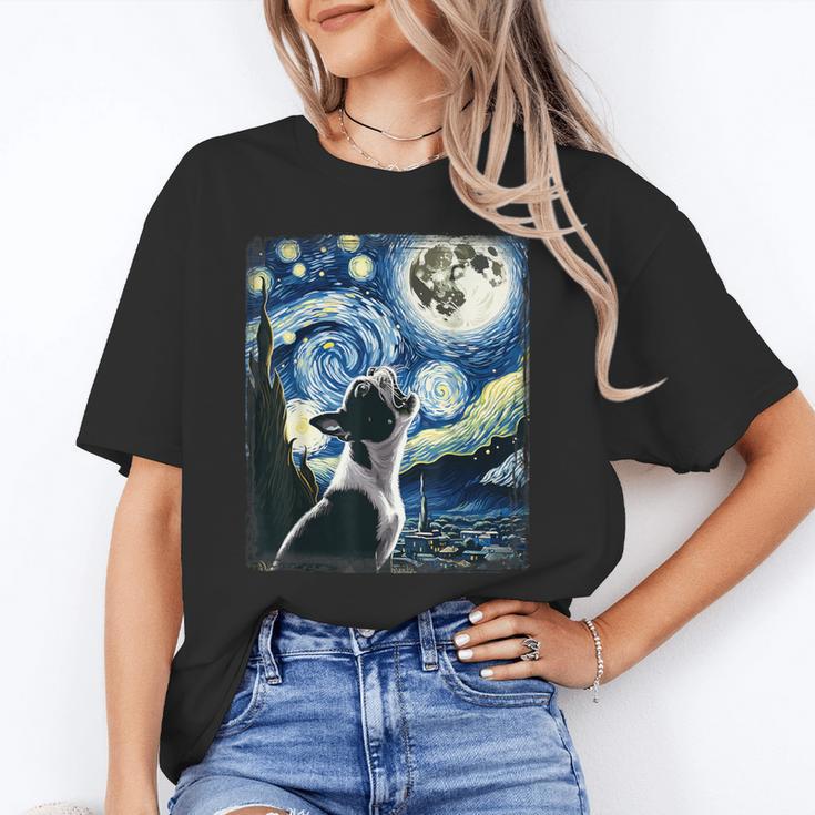 Boston Terrier Dog Art Van Gogh Starry Night Boston Terrier Unisex T-Shirt, funny gift