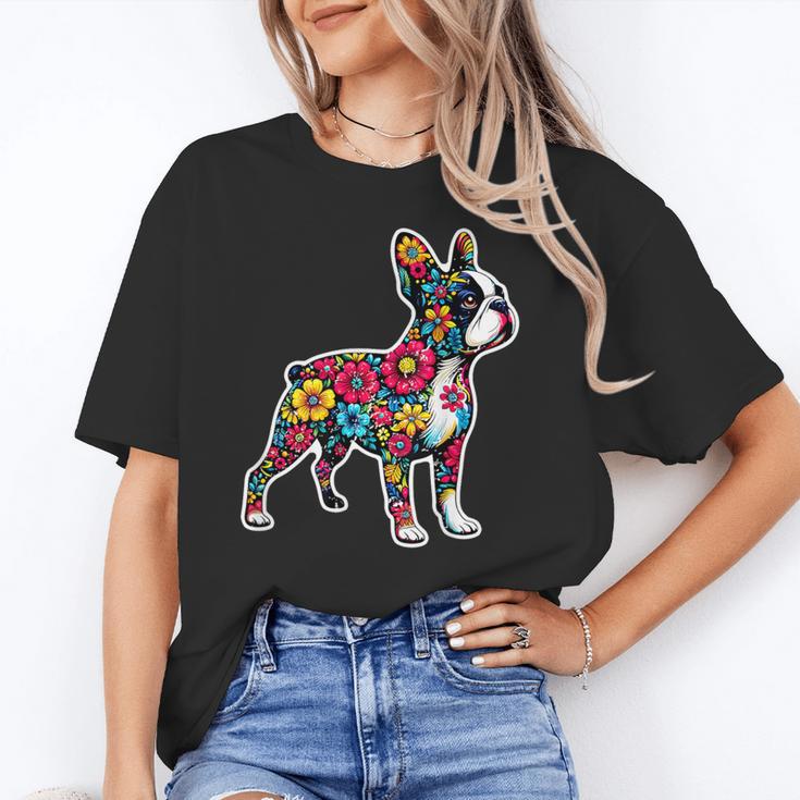 Boston Terrier Floral Vintage Dog Mom Distressed Men Women Kids Unisex T-Shirt, Boston Terrier Mom Shirts, funny gift