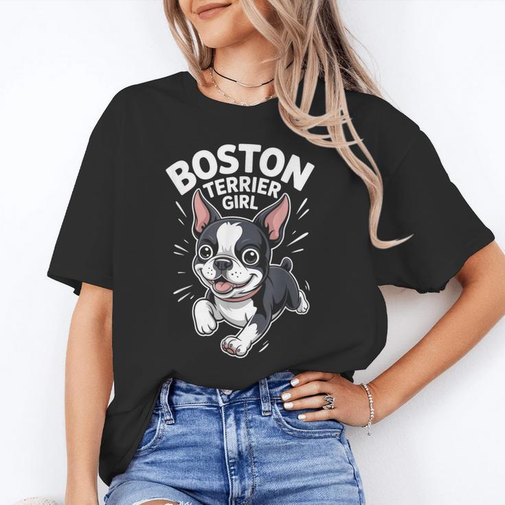 Boston Terrier Girl Cute Cartoon For Dog Owners Pet Terrier Unisex T-Shirt, funny gift