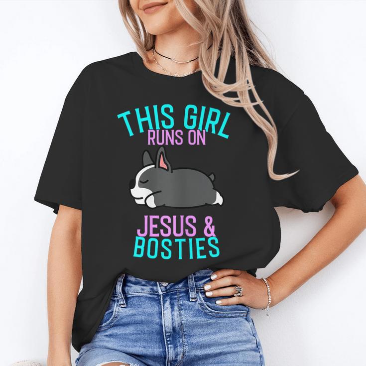 Boston Terrier This Girl Runs On Jesus And Boston Terriers Unisex T-Shirt, funny gift