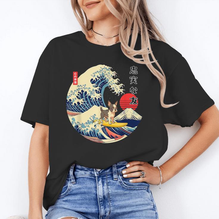 Boston Terrier Japanese Kanagawa Wave Surf Loyal Dog Men Women Kids Unisex T-Shirt, funny gift