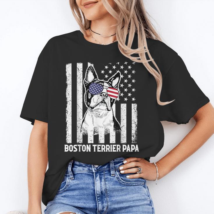 Boston Terrier Papa Cool Dog Lover USA American Flag Men Women Unisex T-Shirt, American Boston Terrier Shirts, funny gift