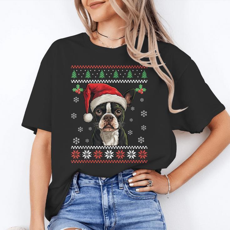 Boston Terrier Ugly Christmas Sweater Xmas For Adults Kids Unisex T-Shirt, Boston Terrier Christmas Shirts, funny gift