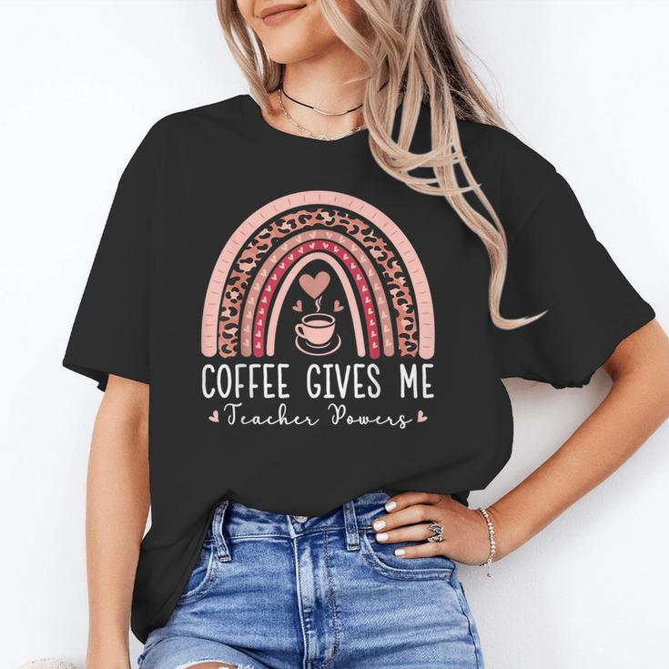 Coffee Gives Me Teacher Powers Leopard Rainbow Teacher Unisex T-Shirt, funny gift Coffee Gives Me Teacher Powers Leopard Rainbow Teacher Unisex T-Shirt, funny gift