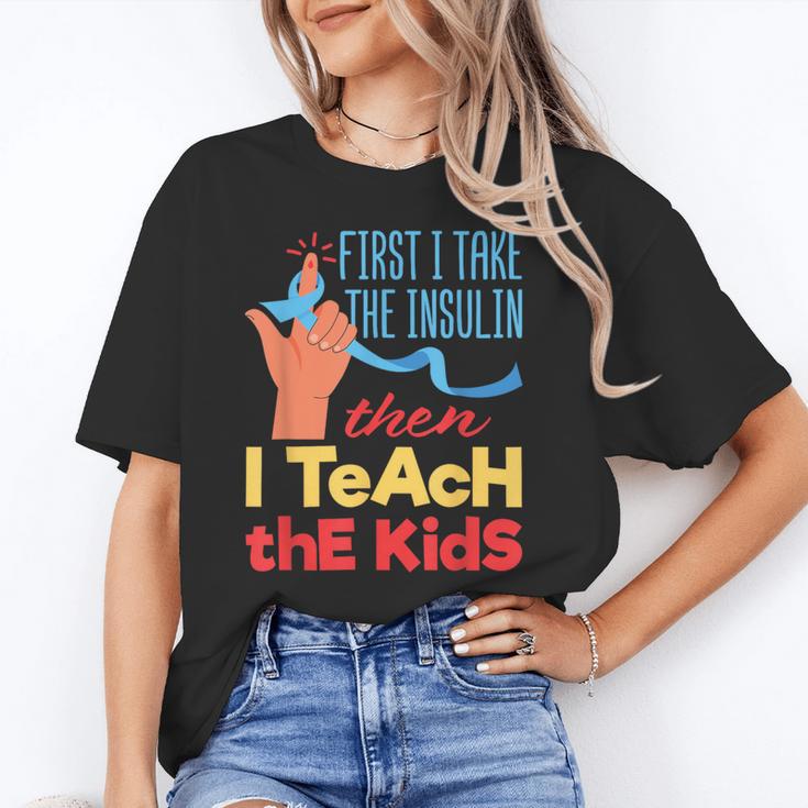 Diabetic Teacher Diabetes Awareness Insulin Blue Ribbon Unisex T-Shirt, funny gift