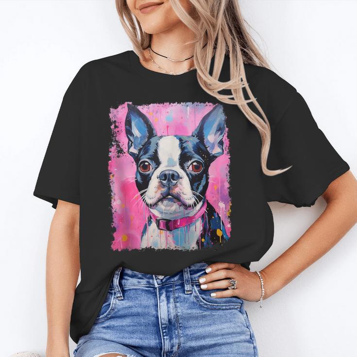 Dog Pink Boston Terrier Unisex T-Shirt, funny gift