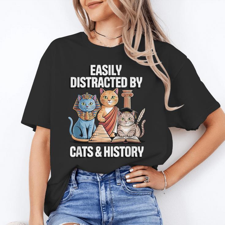 Easily Distracted By Cats & History Teacher Women Men Unisex T-Shirt, History Teacher Shirts, funny gift Easily Distracted By Cats & History Teacher Women Men Unisex T-Shirt, History Teacher Shirts, funny gift