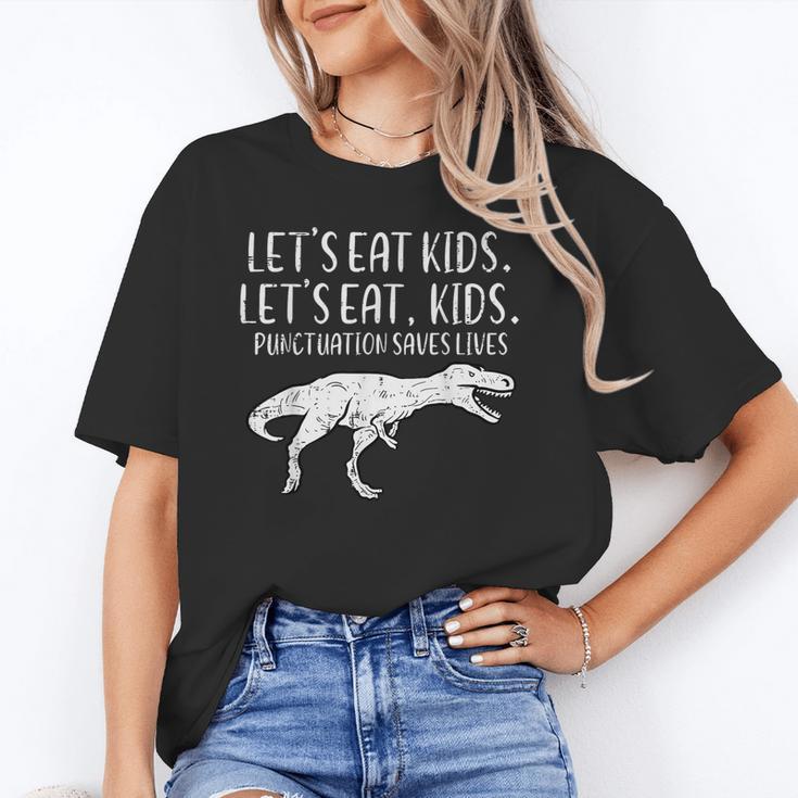 Lets Eat Kids Punctuation Saves Lives Dino Teacher Men Unisex T-Shirt, funny gift