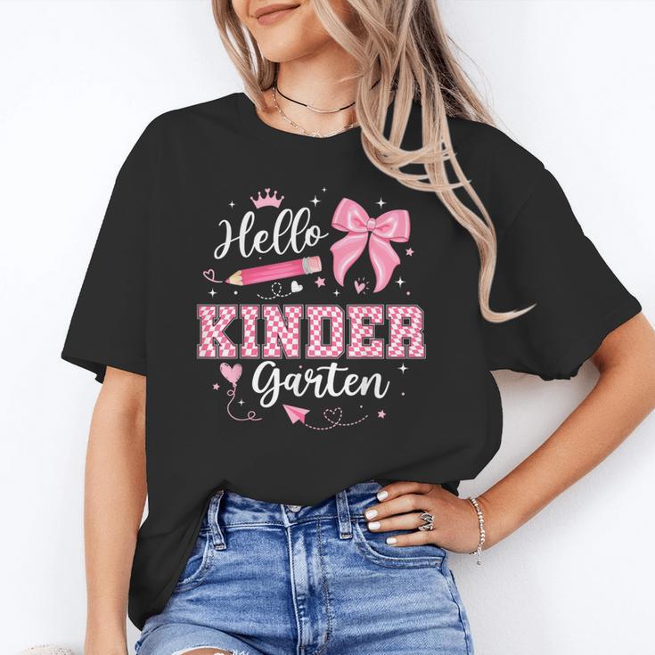 First Day Of School Teacher Girl Coquette Hello Kindergarten Unisex T-Shirt, funny gift First Day Of School Teacher Girl Coquette Hello Kindergarten Unisex T-Shirt, funny gift