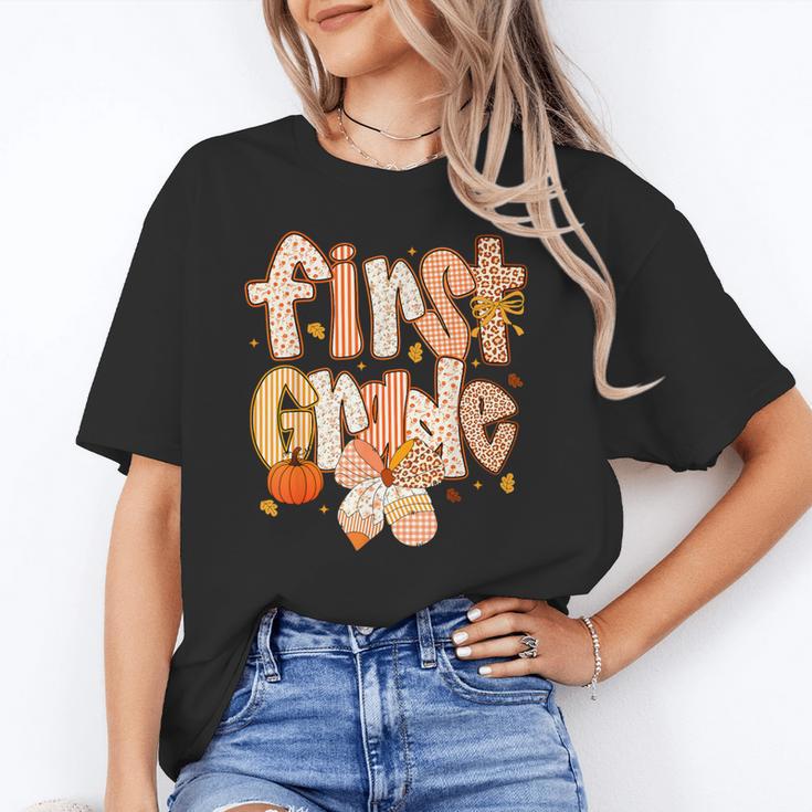 First Grade Fall Floral Coquette Bow Teachers Students Unisex T-Shirt, First Grade Teacher Shirts, funny gift First Grade Fall Floral Coquette Bow Teachers Students Unisex T-Shirt, First Grade Teacher Shirts, funny gift