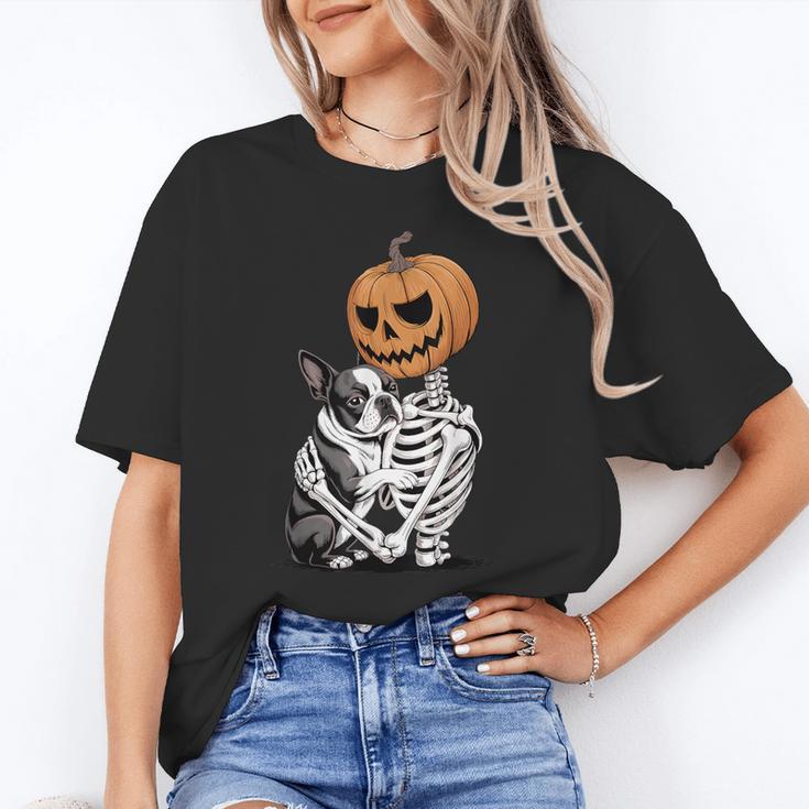 Halloween Skeleton Boston Terrier Unisex T-Shirt, Boston Terrier Halloween Shirts, funny gift
