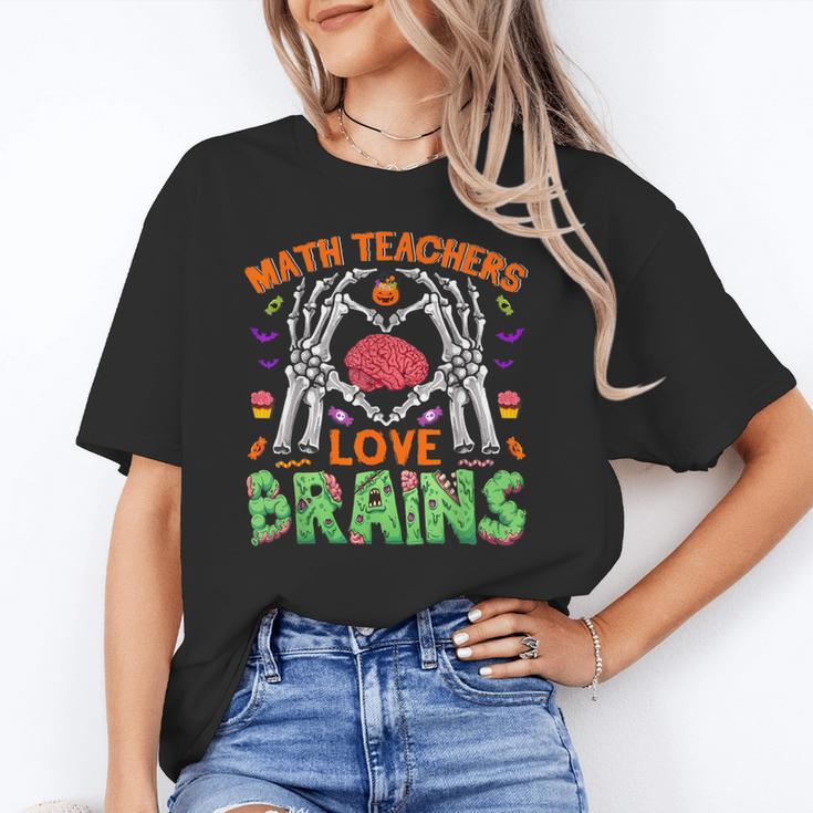 Math Teacher Love Brain Heart Skeleton Hand Zombie Halloween Unisex T-Shirt, funny gift Math Teacher Love Brain Heart Skeleton Hand Zombie Halloween Unisex T-Shirt, funny gift