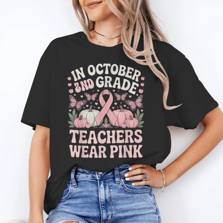 In October 2nd Grade Teachers Wear Pink Ribbon Breast Cancer Unisex T-Shirt, funny gift In October 2nd Grade Teachers Wear Pink Ribbon Breast Cancer Unisex T-Shirt, funny gift