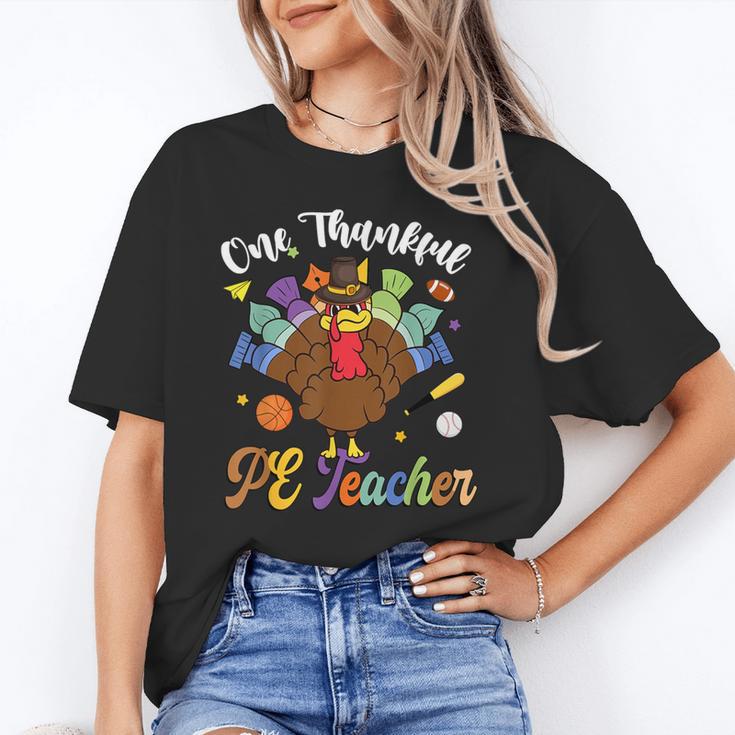 One Thankful PE Teacher Turkey Thanksgiving -Adults & Kids Classic Fit Polyester 100 Short Sleeve Unisex T-Shirt, Pe Teacher Shirts, funny gift