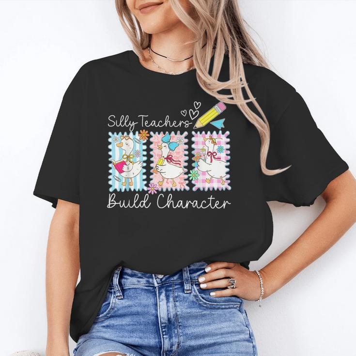 Preppy Silly Teacher Goose Build Character Back To School Unisex T-Shirt, funny gift