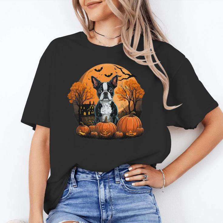 Pumpkin Boston Terrier Costume On Boston Terrier Halloween Unisex T-Shirt, Boston Terrier Halloween Shirts, funny gift