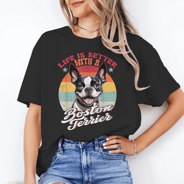 Retro Life Is Better With Boston Terrier Mom Dog Lover Unisex T-Shirt, Boston Terrier Mom Shirts, funny gift