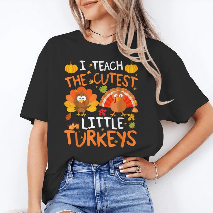 School Thankful I Teach The Cutest Little Turkeys Thanksgiving Teacher Unisex T-Shirt, funny gift