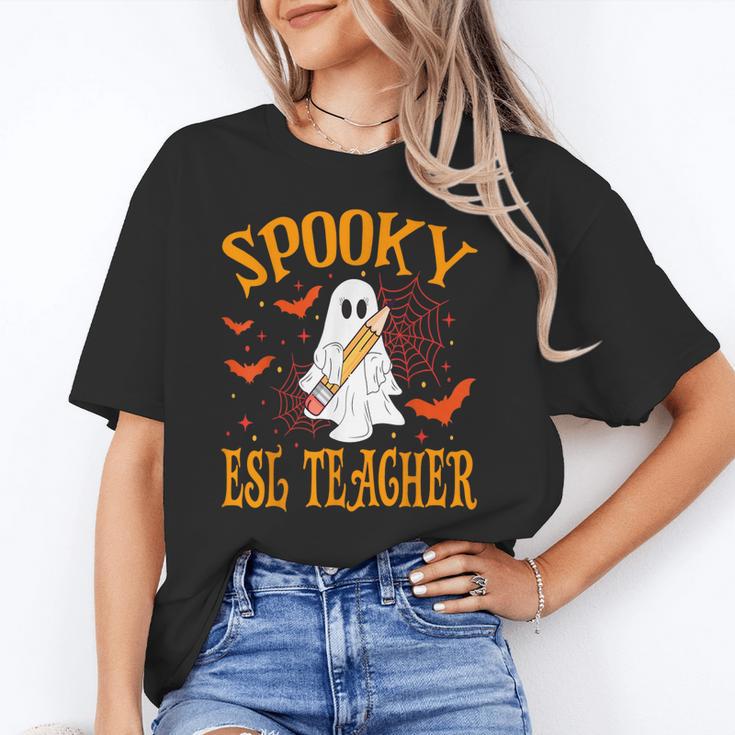 Spooky ESL Teacher Ghost Halloween School Women Unisex T-Shirt, Esl Teacher Shirts, funny gift Spooky ESL Teacher Ghost Halloween School Women Unisex T-Shirt, Esl Teacher Shirts, funny gift