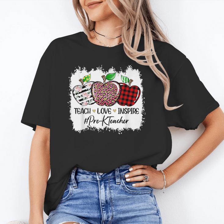 Teach Love Inspire Pre-k Teacher Apple Leopard Red Plain Unisex T-Shirt, funny gift