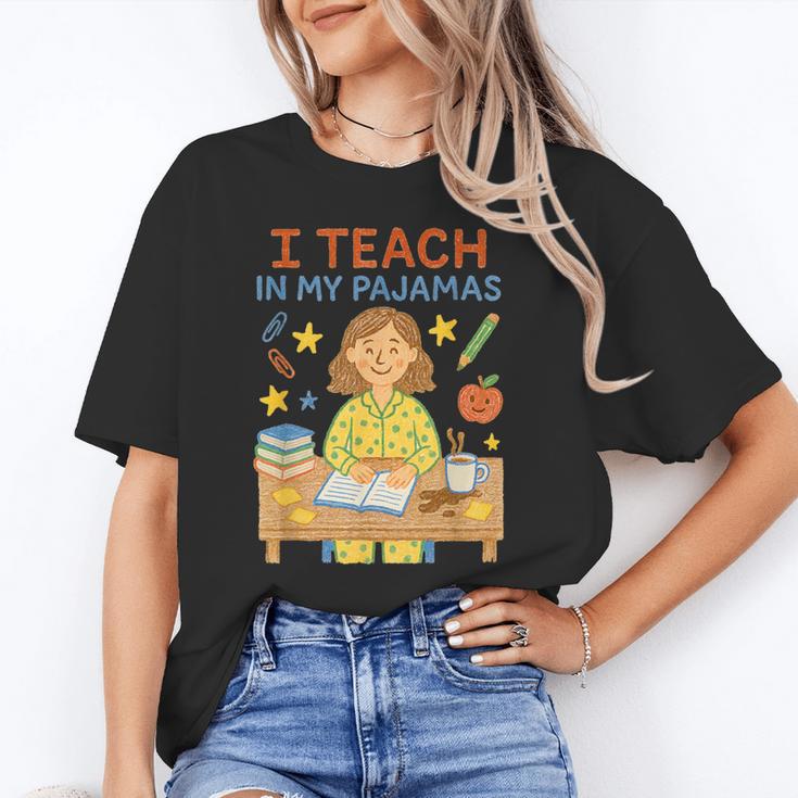 I Teach In My Pajamas Crayon Home School Teacher PJs Unisex T-Shirt, funny gift