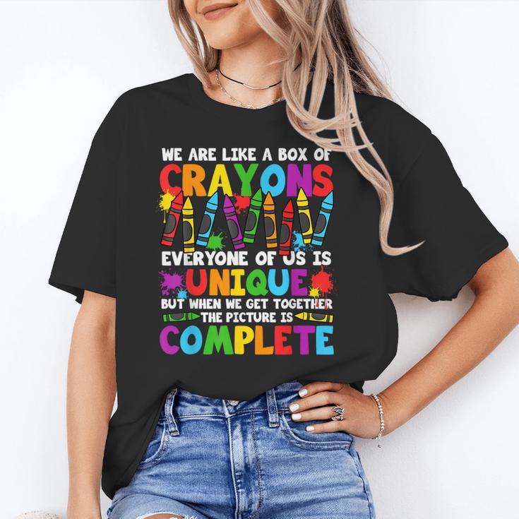Teacher We Are Like A Box Of Crayons Back To School Unisex T-Shirt, funny gift