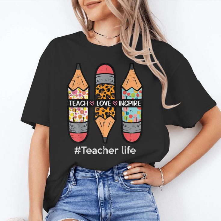 Teacher Life Teach Love Inspire Pencils Inspirational Women Unisex T-Shirt, funny gift Teacher Life Teach Love Inspire Pencils Inspirational Women Unisex T-Shirt, funny gift