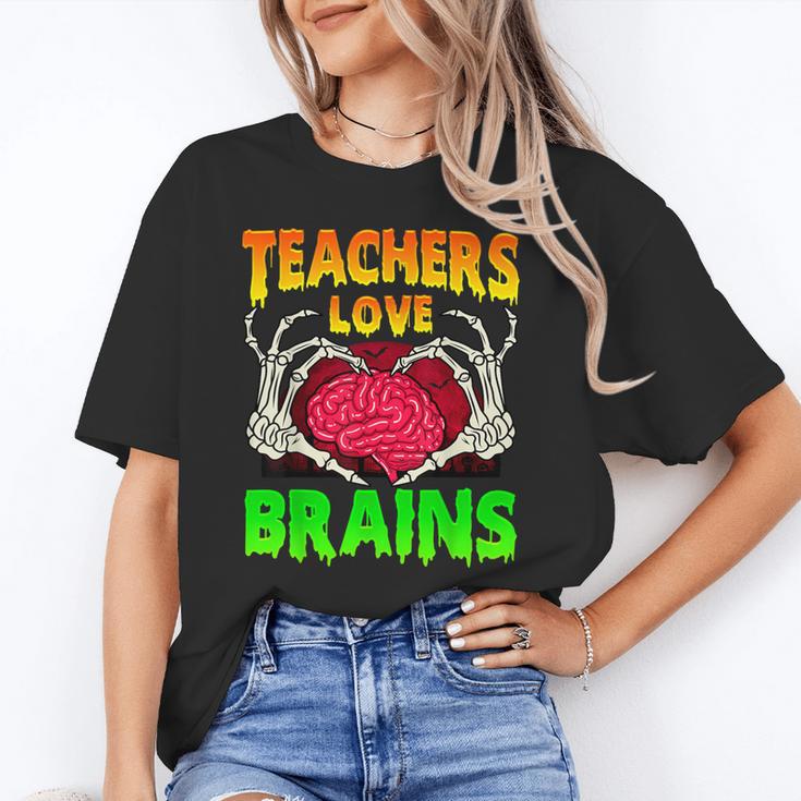 Teacher Teachers Love Brains Skeleton Hand Heart Halloween Unisex T-Shirt, funny gift Teacher Teachers Love Brains Skeleton Hand Heart Halloween Unisex T-Shirt, funny gift