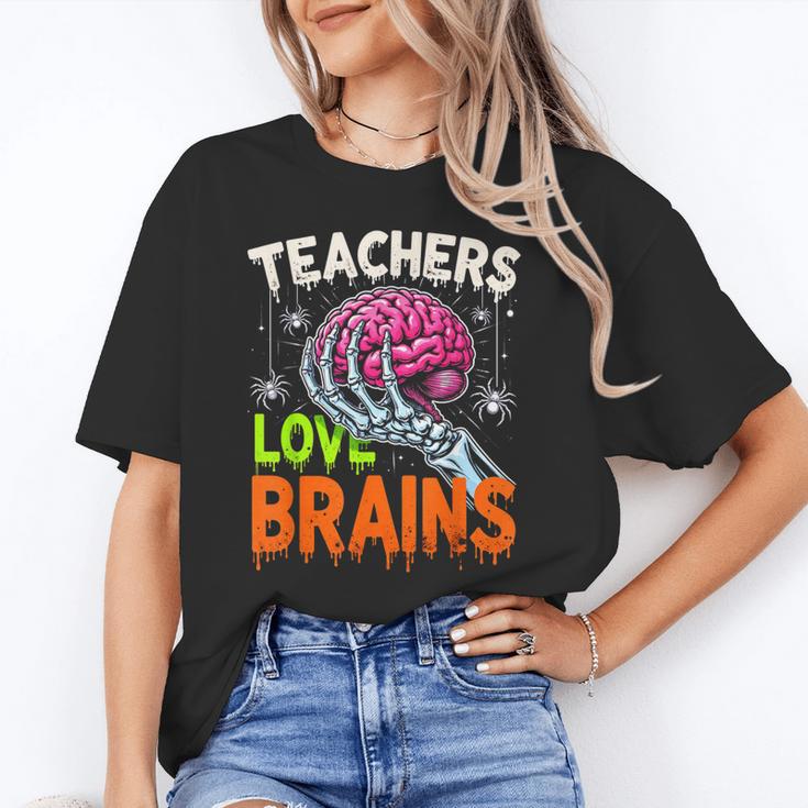 Teachers Love Brains Halloween 2025 Skeleton Costume Unisex T-Shirt, funny gift Teachers Love Brains Halloween 2025 Skeleton Costume Unisex T-Shirt, funny gift