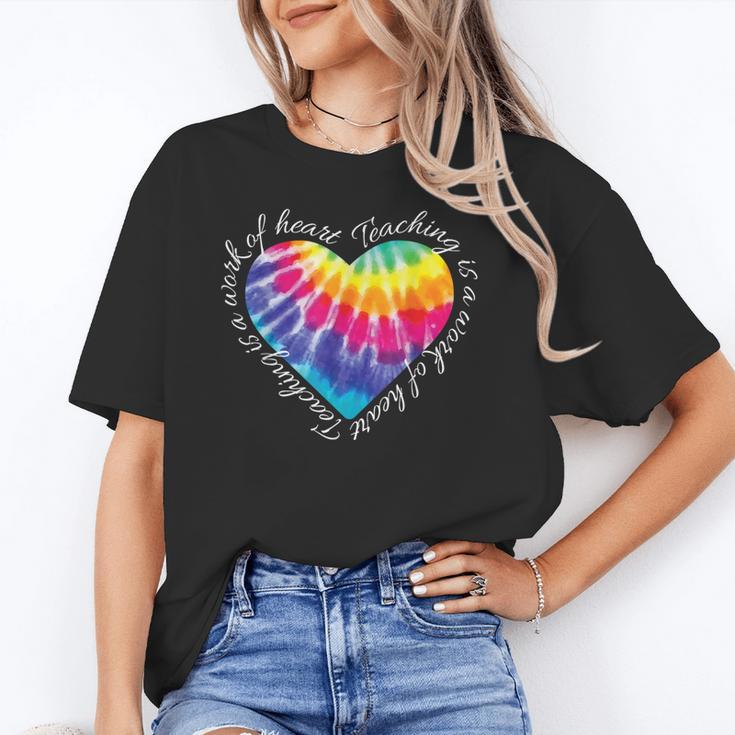 Teaching Is a Work Of Heart Tie Dye Hippie For Teacher For Men Women Girls Kids Unisex T-Shirt, funny gift