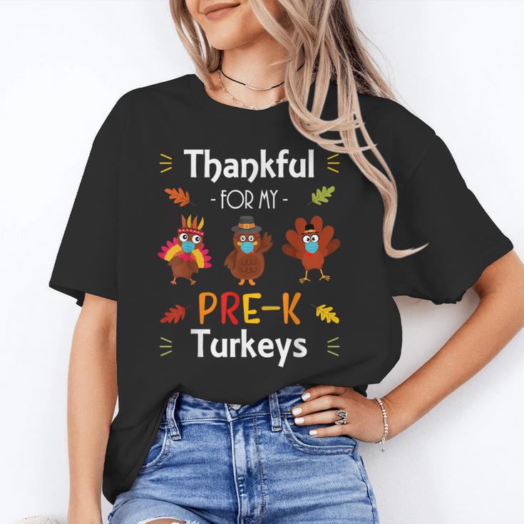 Thankful For My Prek Turkeys In Masks Thanksgiving Teacher For Men Women Unisex T-Shirt, funny gift