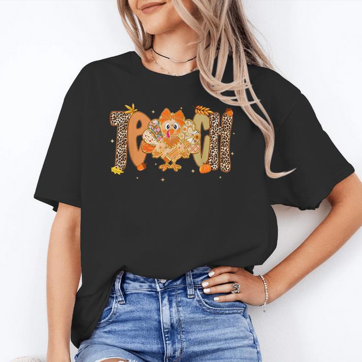 Thanksgiving Turkey Teach Thankful Teacher Girly Bow Women Unisex T-Shirt, funny gift